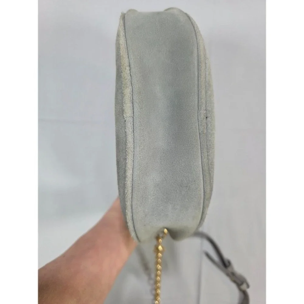 Thacker New York Suede Round Gia Canteen Handbag Luxury Gold Handle Crossbody